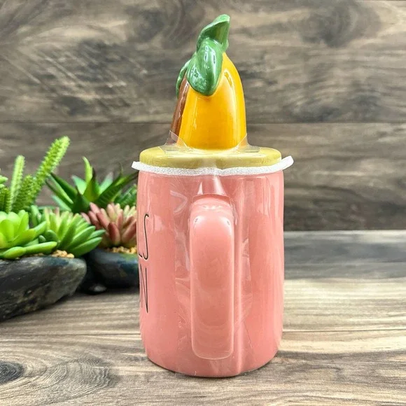 NIB RAE DUNN Sandal Season Figural Lidded Mug Pink Tropical Summer Gift Vacation - Picture 4 of 6